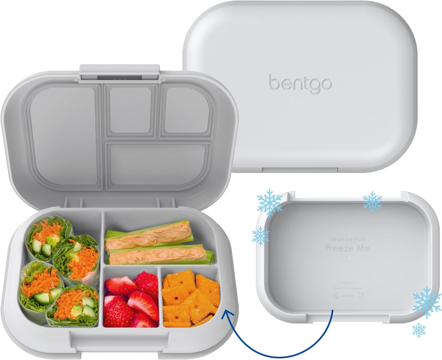 Bentgo Chill Kids Leak-Proof Lunch Box - 4-Compartment Bento Box with Built-In Ice Pack, 3.3 Cup Capacity, PFAS & BPA-Free, Microwave & Dishwasher Safe, Ideal Size for Ages 3 to 7 (Aqua)