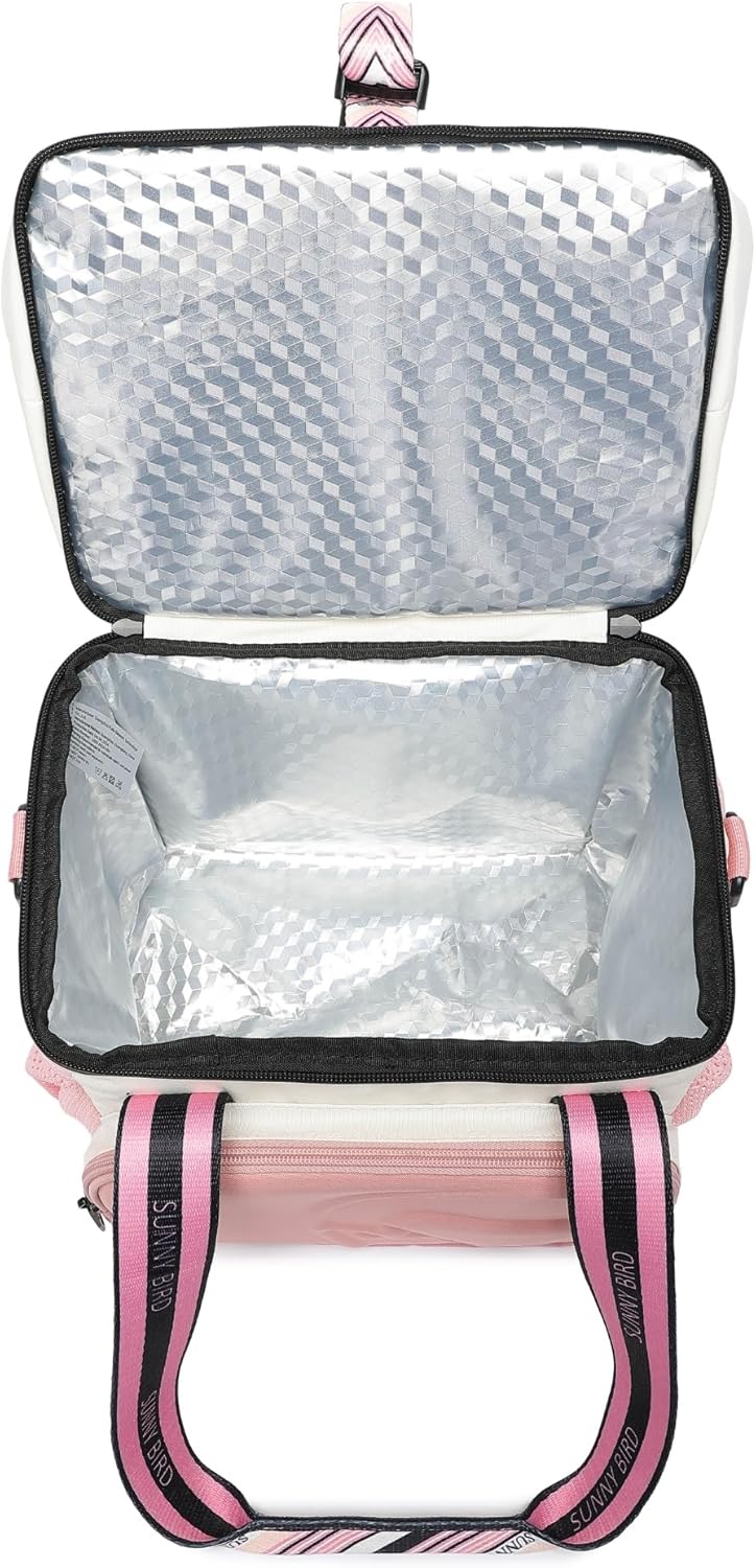 SUNNY BIRD Dual Compartment Lunch Bag Insulated Lunch Box for Women and Men (Green with Boho Strap)