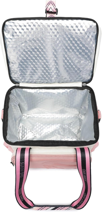 SUNNY BIRD Dual Compartment Lunch Bag Insulated Lunch Box for Women and Men (Green with Boho Strap)