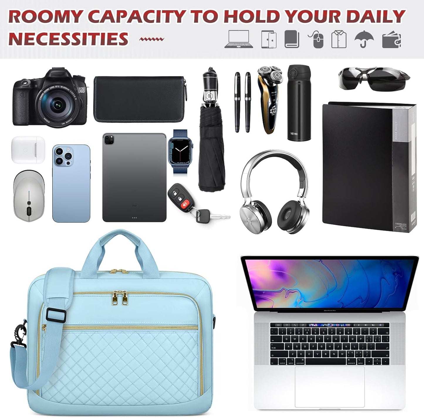 Laptop Bag 17 Inch Laptop Briefcase for Women Waterproof Computer Messenger Bag Professional Laptop Case for Business Work - PuriLite