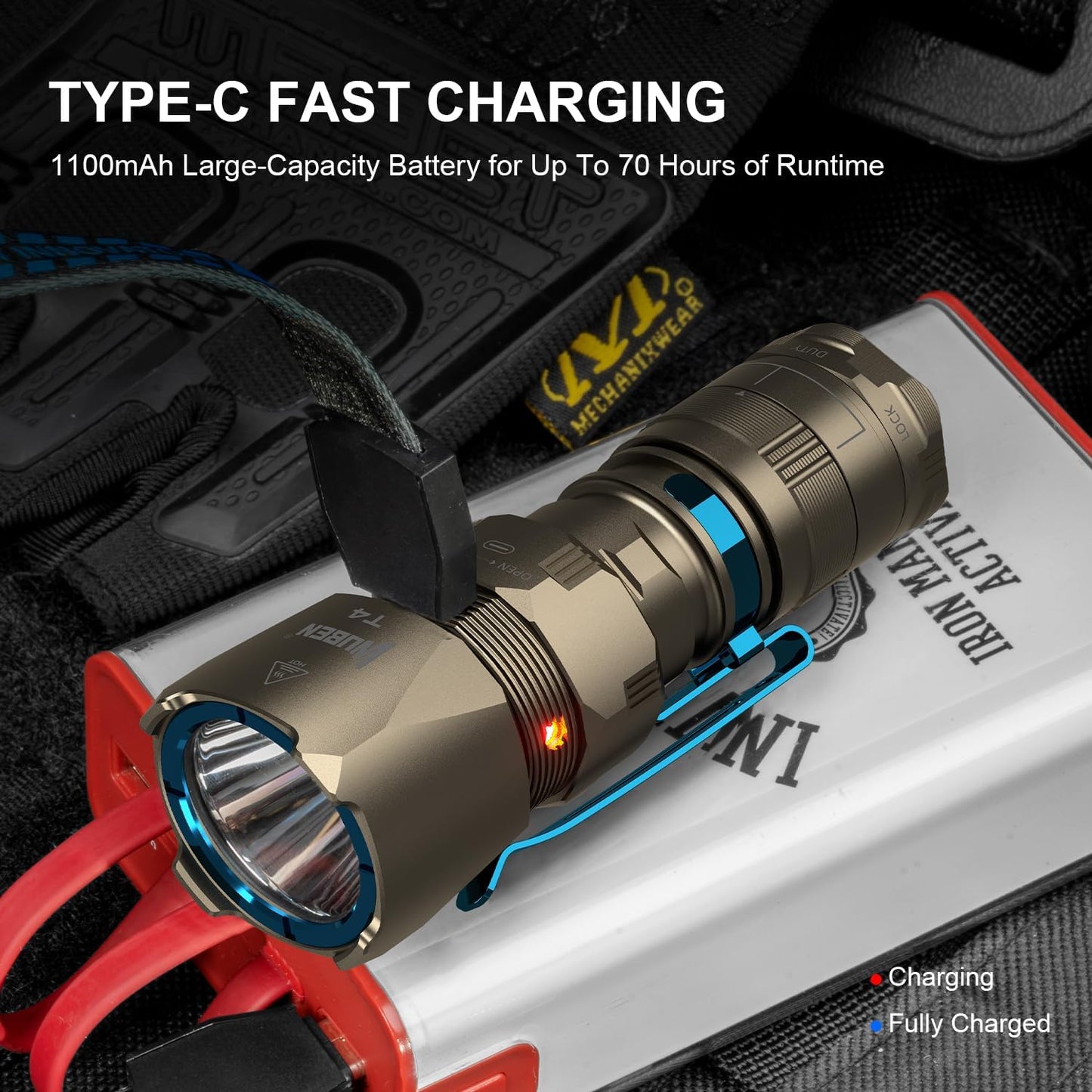 WUBEN T4 Flashlight Rechargeable, Mini Tactical Flashlight Military Grade 401M Long Throw, Small Flashlight with Tactical/Duty/Lock 3 Modes, EDC Flash Light for Police, Emergency and Daily Use