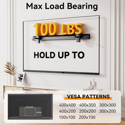 AENTGIU Studless TV Wall Mount, No Drill Drywall TV Bracket Hanger for 32-75 inch Flat Screen TVs, No Anchors, No Stud, Heavy Duty, Easy Install with All Hardware Included