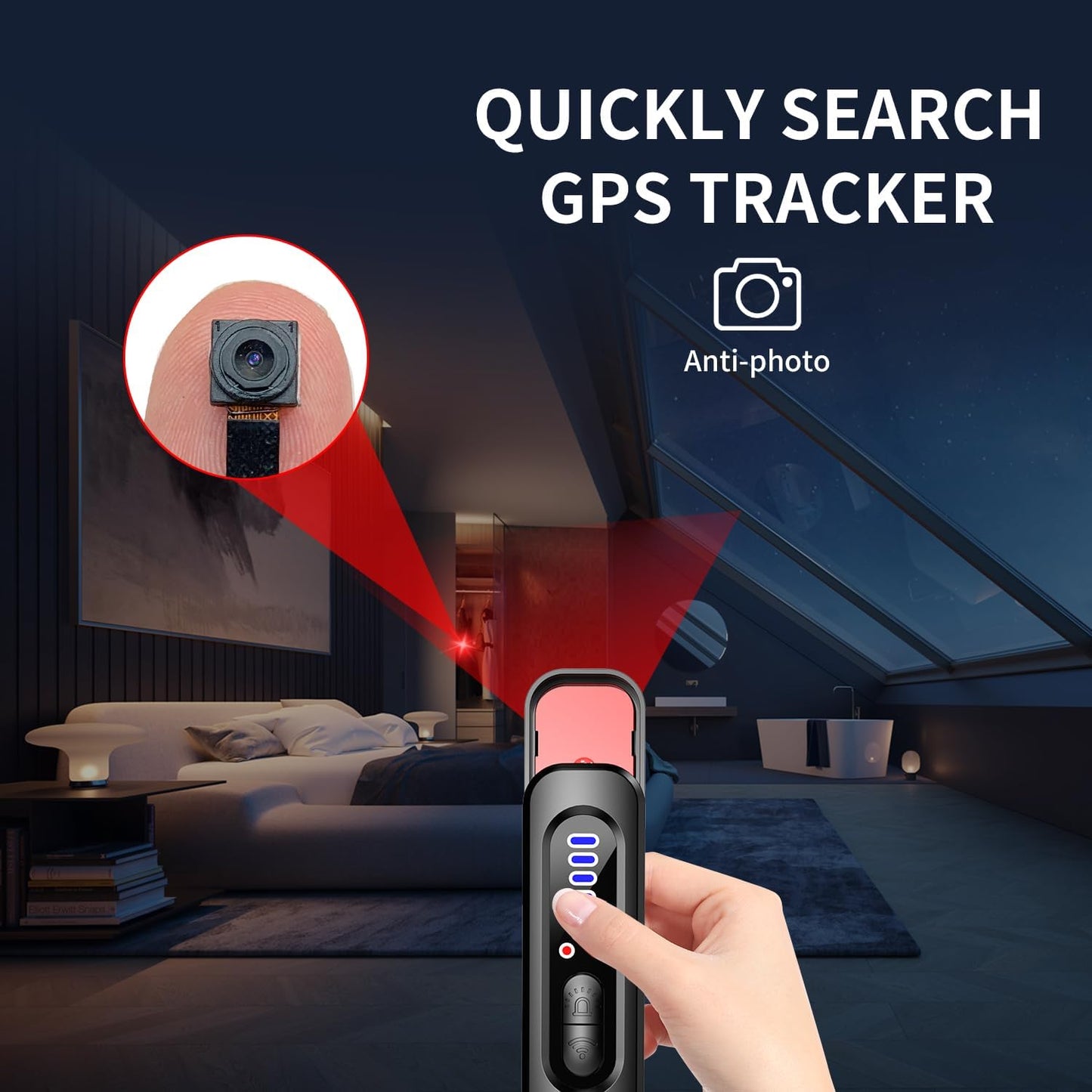 SELOWEA Hidden Camera Detector - Anti Spy/Car GPS Tracker/RF Signal/Bug Sweeper/Hidden Devices/Listening Device Detector - Portable Bug Finder for Office Car Hotel Travel Indoor Outdoor Use