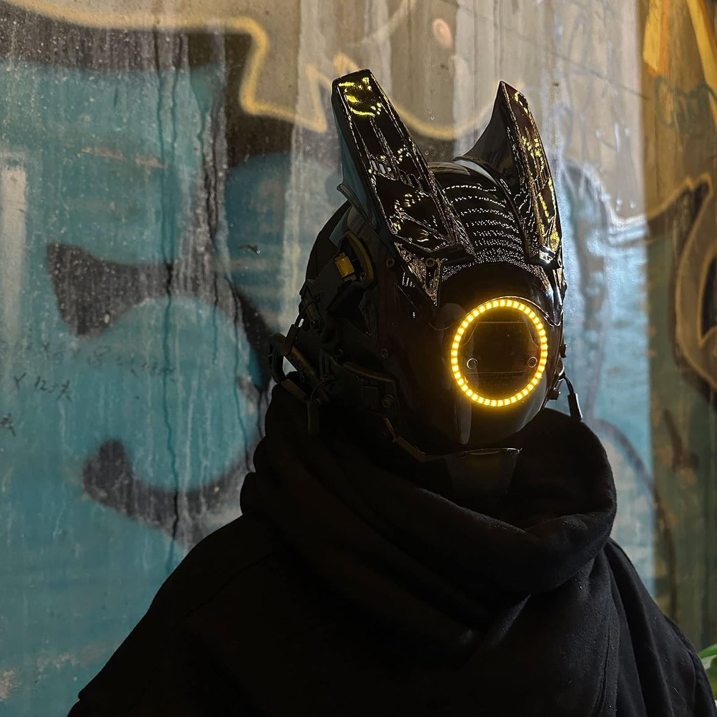 JAUPTO Techwear Mask Punk Mask Helmet ,LED Light Cool Samurai Mask,Halloween Cosplay Anime mask