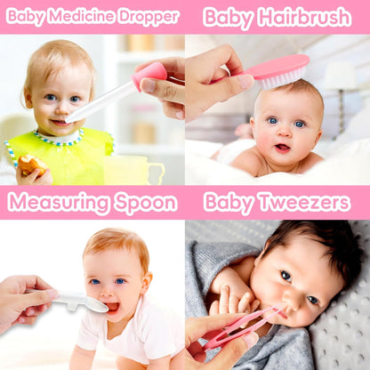 Baby Grooming Kit - 19 in 1 Nursery Essentials Baby Registry Shower Gift for Newborns, Infants, Toddlers, Boys, Girls Kids-Safety Baby Comb, Brush, Finger Toothbrush, Nail Clippers, Scissors(Green)