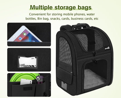 Pecute Pet Carrier Backpack, Dog Carrier Backpack Expandable with Breathable Mesh for Pets ＜6kg, Pet Backpack Carrier for Hiking Travel Camping Outdoor