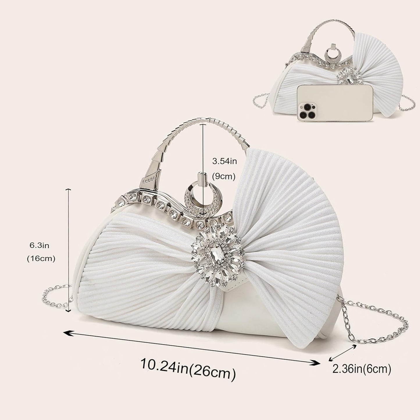 Buric Clutch Purses for Women Rhinestone Evening Handbag Bridal Wedding Prom Purse Formal Party Bow Tie Clutch for Women