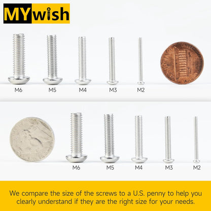Mywish 900Pcs Metric Screw Assortment, M3 M4 M5 M6 Screw Assortment Kit 304 Stainless Steel Hex Socket Button Head Socket Cap Metric Screws Bolts & Flat Washers/Nuts/Hex Wrenches 16 Sizes 8MM to 20MM