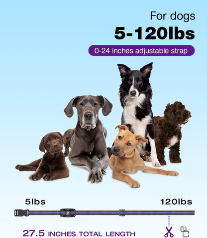 Bousnic Dog Shock Collar - 3300Ft Dog Training Collar with Remote for 5-120lbs Small Medium Large Dogs Rechargeable Waterproof e Collar with Beep (1-8), Vibration(1-16), Safe Shock(1-99) Modes (Blue)