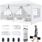 Acepic 10x20 Pop Up Canopy with 6 Removable Sidewalls, White, 10x20