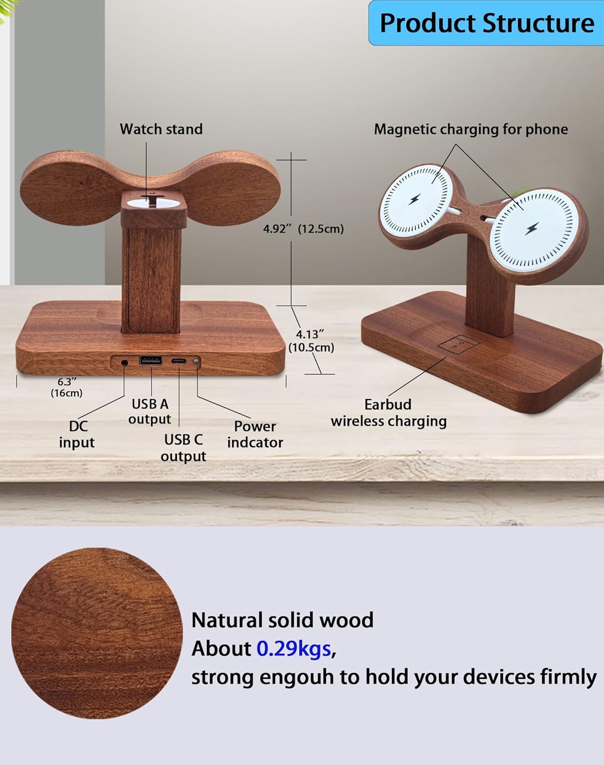Magnetic Dual Wireless Charger for Smart Phone Multiple Devices, Two Phone Charging Station & Smart Watch