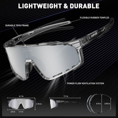 KAPVOE Polarized Cycling Glasses Men Women Mountain Bike Glasses MTB Riding TR90 Sport Sunglasses Running Bicycle Triathlon