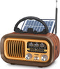 PRUNUS J-150 Small Retro Vintage Radio Bluetooth, Portable Radio AM FM Transistor Radio with Best Sound, Solar/Battery Operated Radios/Rechargeable Radios, TWS, Support TF Card/USB Playing