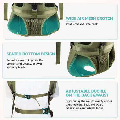 SlowTon Dog Carrier Backpack for Small Medium Dogs, Legs Out & Easy-Fit Dog Cat Puppy Front Carriers Bag for Pet Up to 35lbs, Adjustable Breathable Pet Backpack for Traveling Camping Hiking