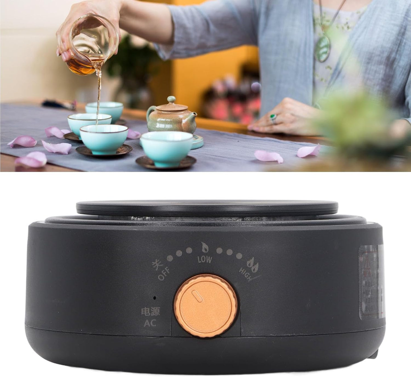 Electric Mini Stove Portable 4 Hot Plate 500W 110V Electric Ceramic Stove for Boiling Water, Making Tea and Coffee (Black)