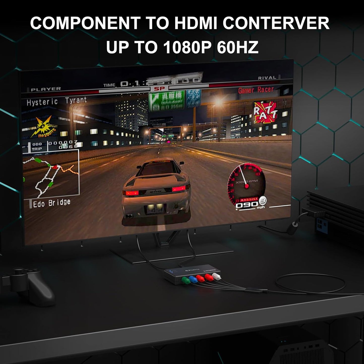 Component to HDMI Video Converter 5 RCA YPbPr to HDMI Adapter 1080P Analog to Digital AV Converter - PuriLite