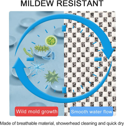 Square Shower Mat, Non Slip Bath Mat, Loofah Shower Stall Mats for Walk-in Shower, 32 x 32 Inches Shower Floor Mat with Drain, Bath Mats for Showers Bathroom, Tub, Seniors