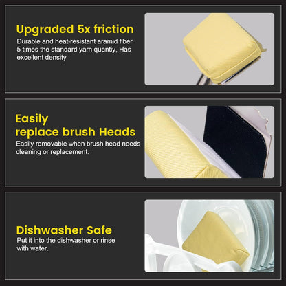 XUDAKAIXIN Grill Brush Bristle Free,BBQ Replaceable Scraper Cleaning Head,Safe Grill Accessories for Cast Iron Grates/Porcelain/Weber Gas/Charcoal Grill,Grill Brush for Outdoor Grill-Yellow