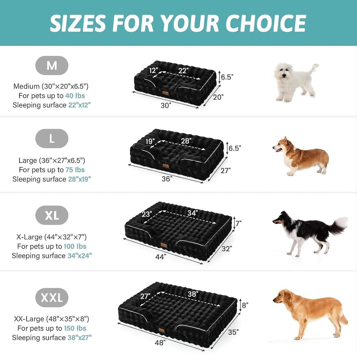 COZY KISS Soft Orthopedic Dog Bed for Extra Large Dogs, XXL Pet Sofa