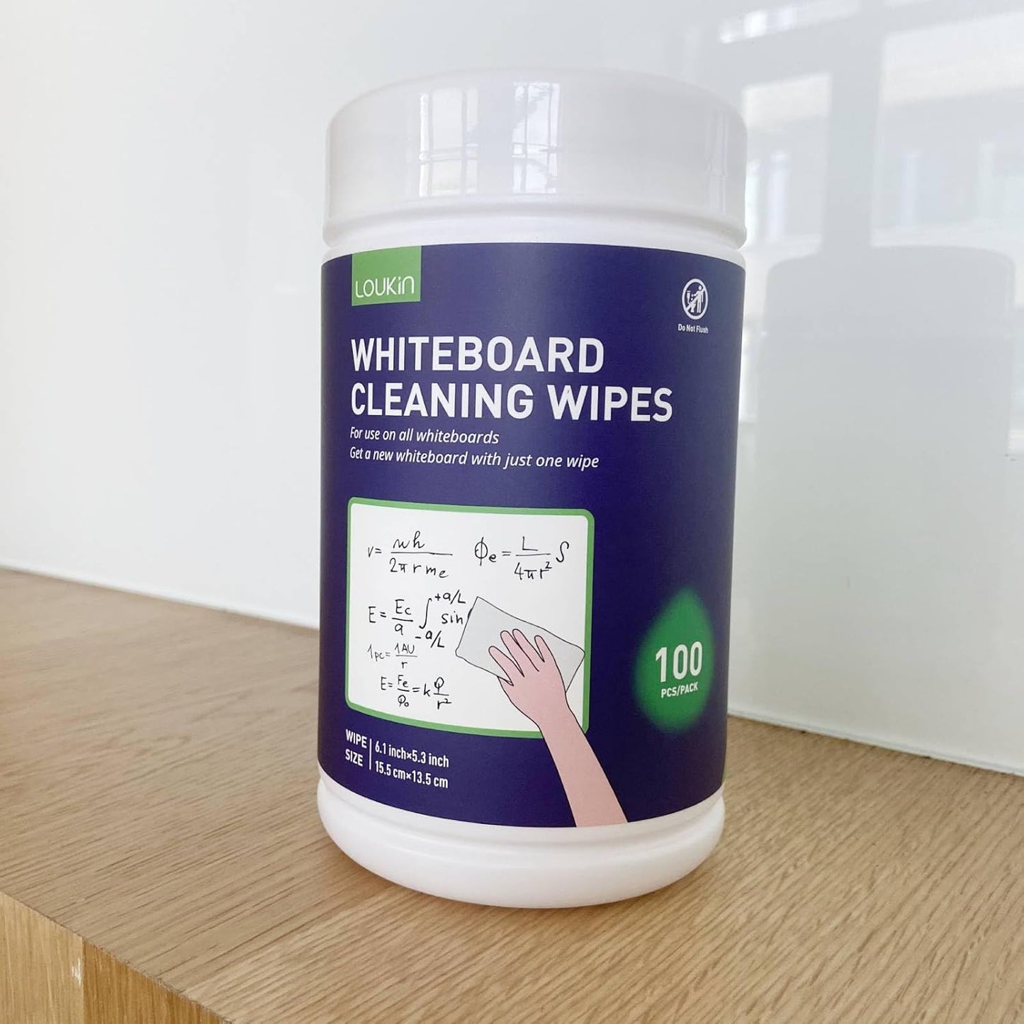 Loukin Whiteboard Cleaning Wipes, Dry Erase Board Cleaning Wipes, Non-Toxic Whiteboard Wipes, 100 Wipes per Canister, 3 Packs