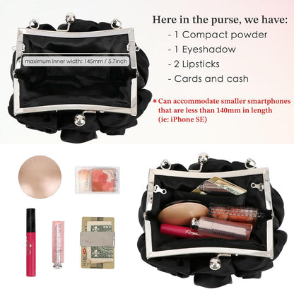 kilofly Missy K 7 Roses Clutch Purse, Satin, with Detachable Strap + kilofly Money Clip