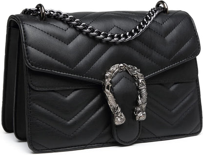 MYHOZEE Crossbody Bags for Women - Snake Printed Clutch Purses Leather Chain Shoulder Bags Evening Handbags