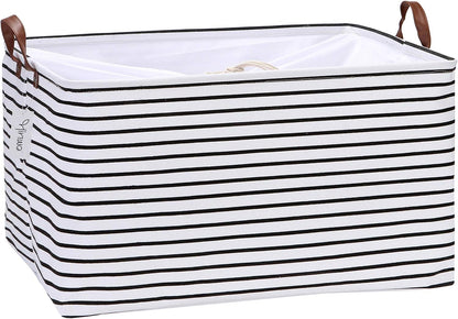 Hinwo 6-Pack Small Canvas Fabric Storage Baskets Set with Handles, Open Storage Bins, Cube Storage Organizer, Shelf Organizer Bins for Closet, 7.9L, 12 x 8 x 5 Inches, Grey Stripe