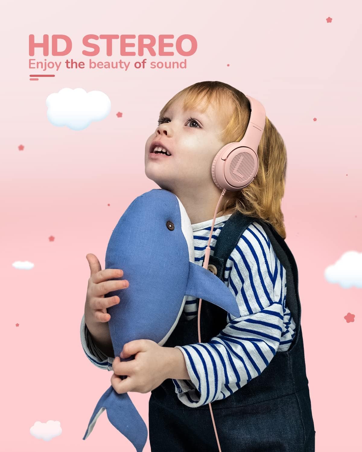 awatrue Kids Headphones with Microphone, Wired Headphones for Kids 85/94dB Safe Volume Limit, Over Ear Headsets, Boys Girls Childrens Headphones for School/Travel/Fire Tablet/BlueOrange