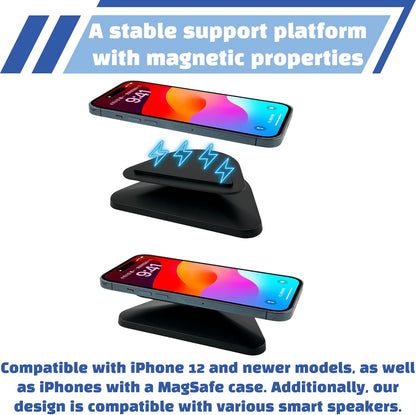 Sintron Adjustable Magnetic Stand Mount for Echo Show 5 (3rd Gen) & iPhone Models, Smart Display Stand Holder for Show 5 3rd Gen with 360 Degree Rotation, Swivel Tilt Function, Anti-Slip Base (Black)
