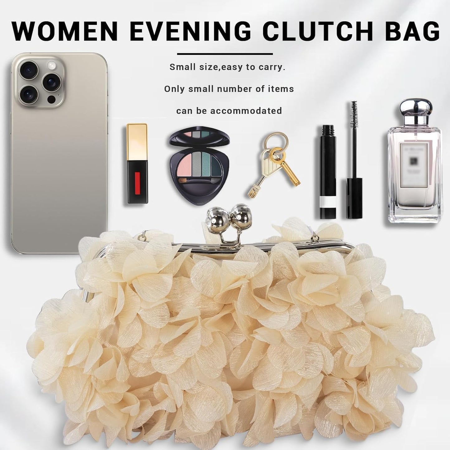 JAMBHALA Clutch Evening Handbags Floral Appliques Small Clutch Purses for Women