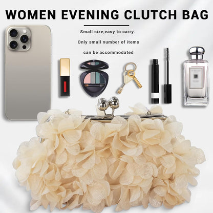 JAMBHALA Clutch Evening Handbags Floral Appliques Small Clutch Purses for Women