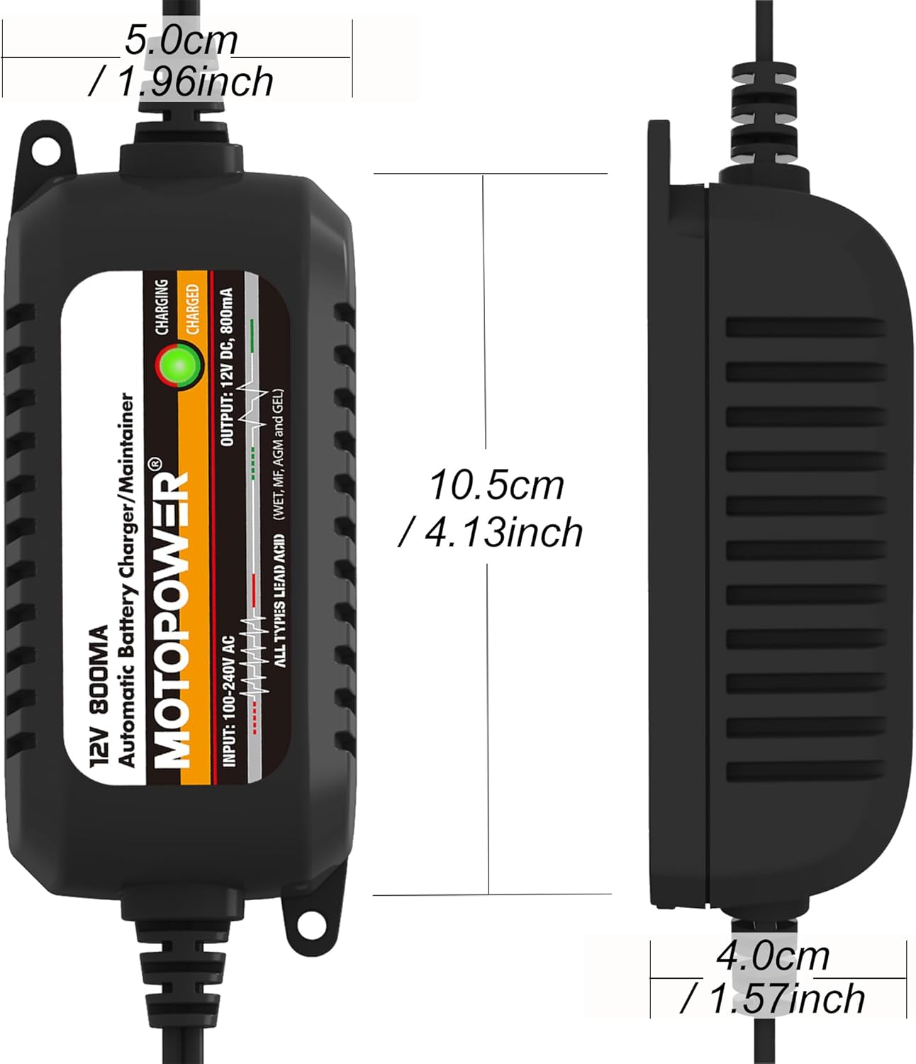 MOTOPOWER MP00205A 12V 800mA Fully Automatic Battery Charger/Maintainer