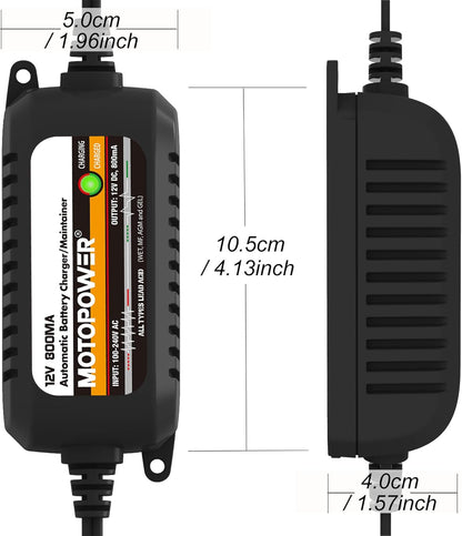 MOTOPOWER MP00205A 12V 800mA Fully Automatic Battery Charger/Maintainer