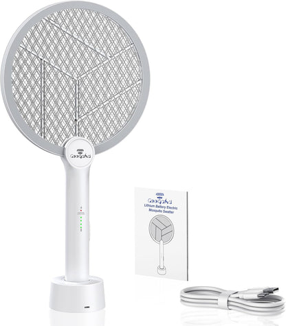 Gooqand Bug Zapper Racket, 2 in 1 Electric Fly Swatter, 4000V Fly Zapper with USB Rechargeable, Fly Swatter with 3 Layer Safety Mesh, Indoor Outdoor Fly Racket for Bedroom,Kitchen,Camping(2 Pack)
