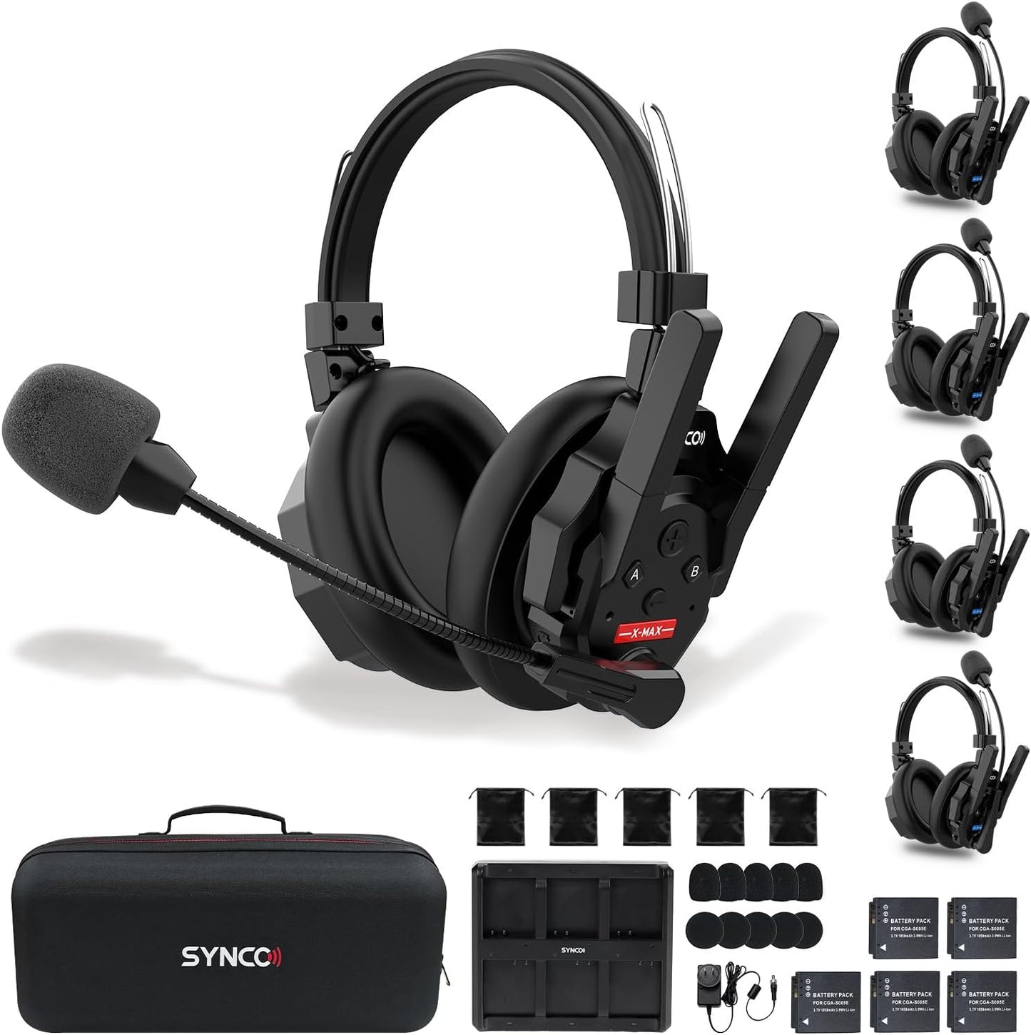 SYNCO XTALK XPRO2 Wireless Intercom Headset System, 2 Person 2.4GHz Wireless Communication Headset Full Duplex 500m/1640ft 24H with Noise Reduction 3.5mm Monitoring for Film Production Teamwork
