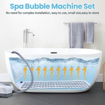 Electric Bubble Massage Bath Mat, Waterproof Massaging Spa, Body Bubbling Bath Thermal Massager Machine with Remote & Pillow, Motorized Air Pump & Adjustable Bubble Settings US Plug