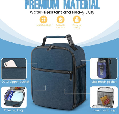 Lunch Bag for Men/Women, Reusable Lunch Box for Adult, Small Insulated Lunch Box, Lunch Tote Bag for Office, Work, Picnic
