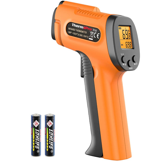 ThermoPro TP30 Infrared Thermometer Gun, Non Contact Temperature Gun with Adjustable Emissivity, Laser Thermometer Gun for Cooking, Pizza Oven, Griddle, Engine, HVAC -58°F ~1022°F (Not for Human)