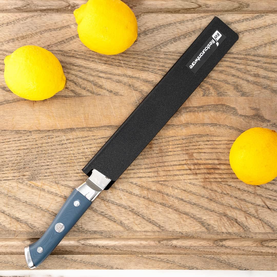Sensei 8.5 x 1.4 Inch Knife Sleeve, 1 Knife Protector - Fits Fillet Knife, Felt Lining, Black Plastic Knife Blade Guard, Durable, Cut-Proof - Restaurantware
