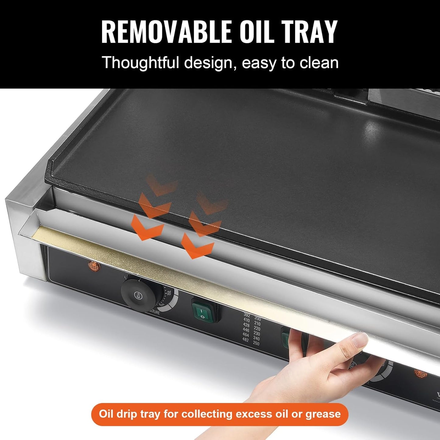 VEVOR 7 IN 1 Electric Contact Grill,1800W Indoor Panini Press Griddle,Stainless Steel Teppanyaki Grill with Nonstick&Removable Iron Plate, 0-446℉ Adjustable Temp Control,LCD Display,110V