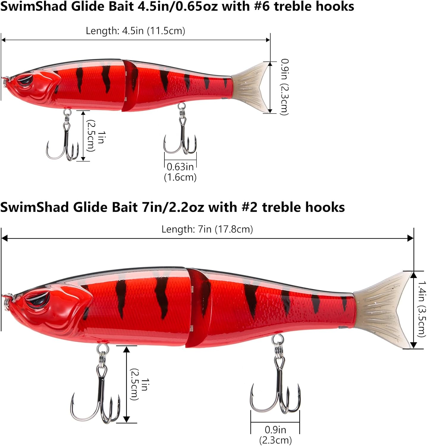 Bassdash SwimShad Glide Baits Jointed Swimbait Bass Pike Salmon Trout Muskie Fishing Lure