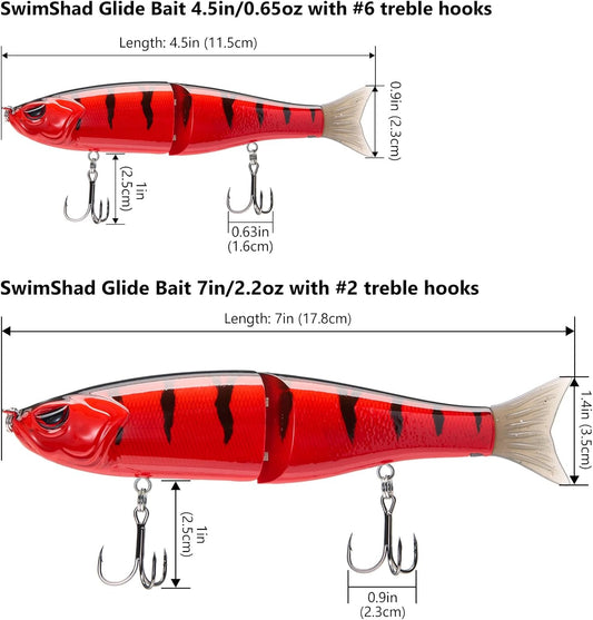 Bassdash SwimShad Glide Baits Jointed Swimbait Bass Pike Salmon Trout Muskie Fishing Lure - PuriLite