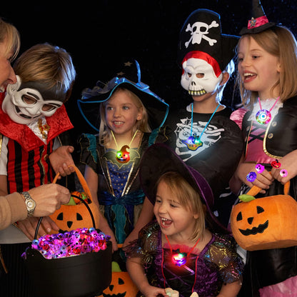CCINEE Halloween Party Favors for Kids,48pcs Halloween Light Up Flash Rings Bracelet Necklace Glow in the Dark Toys for Kids Halloween Bag Filler Trick or Treat