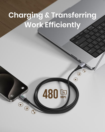 USB C Cable, INIU 3.1A Type C Cable Fast Charging (6.6ft), Zinc Alloy Braided Data USB-C Cable, USB A to USB C Charger Cable for iPhone 16 15 14 Pro Max iPad Samsung S22 S21 Huawei Xiaomi OnePlus