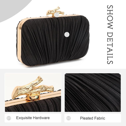Clutch Purses for Women Evening Bag Pleated Clutch Bag with Chain Party Purses Handbag for Cocktail/Prom/Party/Wedding/Formal