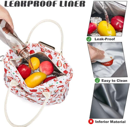 Lunch Bag for Women, Insulated Lunch Box for Work, Large Leakproof Cooler Purse with Side Pockets & Removable Shoulder Strap Women's Lunch Tote Bag for Picnic Work Beach Cute Lunch Bags (Heart)