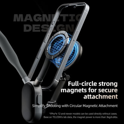 TELESIN° Magnetic Neck Mount for Phones, Cell Phone Holder Stand Hanging on Neck POV/Vlog Selfie Hand Free Necklace Phone Strap Video Recording for iPhone 16 15 14 13 12 Seires Android Phones (Grey)