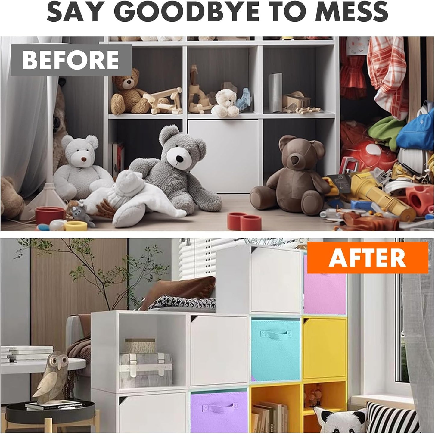 ShellKingdom Storage Bins, Foldable Fabric Storage Cubes And Cloth Organizer Drawer For Closet And Toys, 6 Pack (Lavender+Light Blue+Pink)