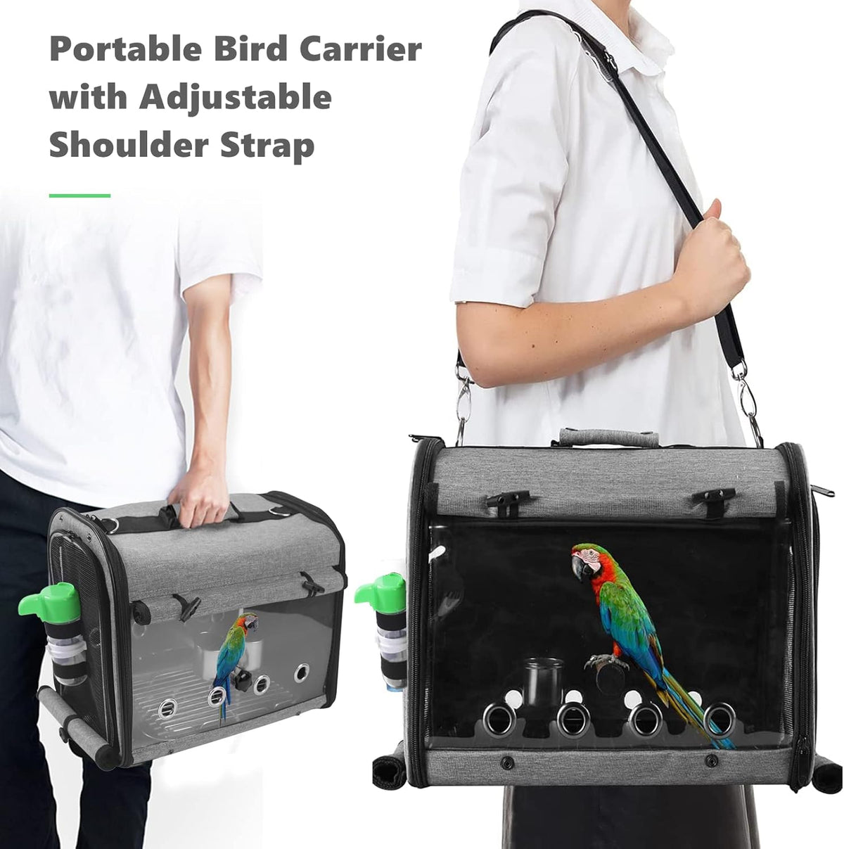Bird Carrier Bag With Stand - Lightweight Backpack for Parrot, Portable Travel Cage, Pet Transparent Breathable Carrier