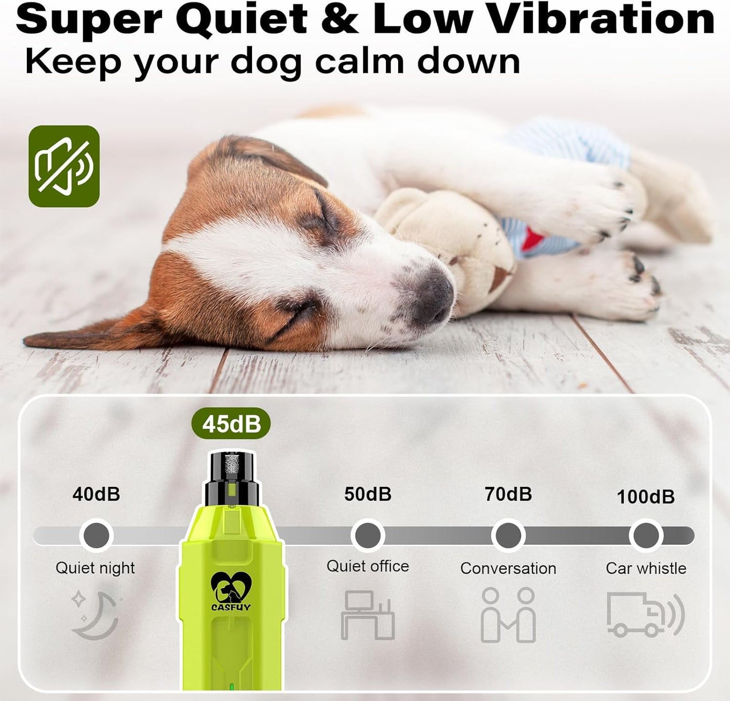 Casfuy 6-Speed Dog Nail Grinder Newest - Super Quiet Pet Nail Grinder Rechargeable Electric Dog Nail Trimmer Professional Paws Grooming & Smoothing Tool for Large Medium Small Dogs (Bright Blue)
